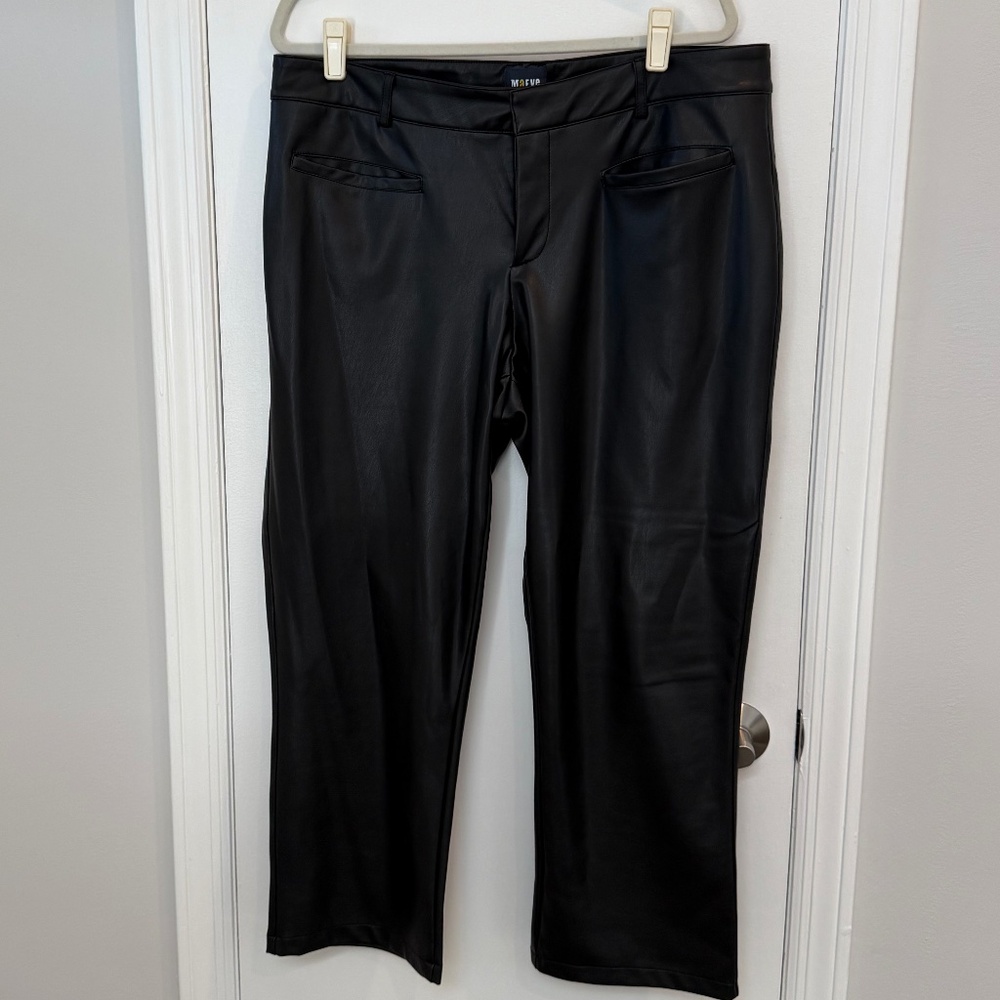 Anthropologie Maeve Faux Leather Cropped Colette Pants – Black, 16W